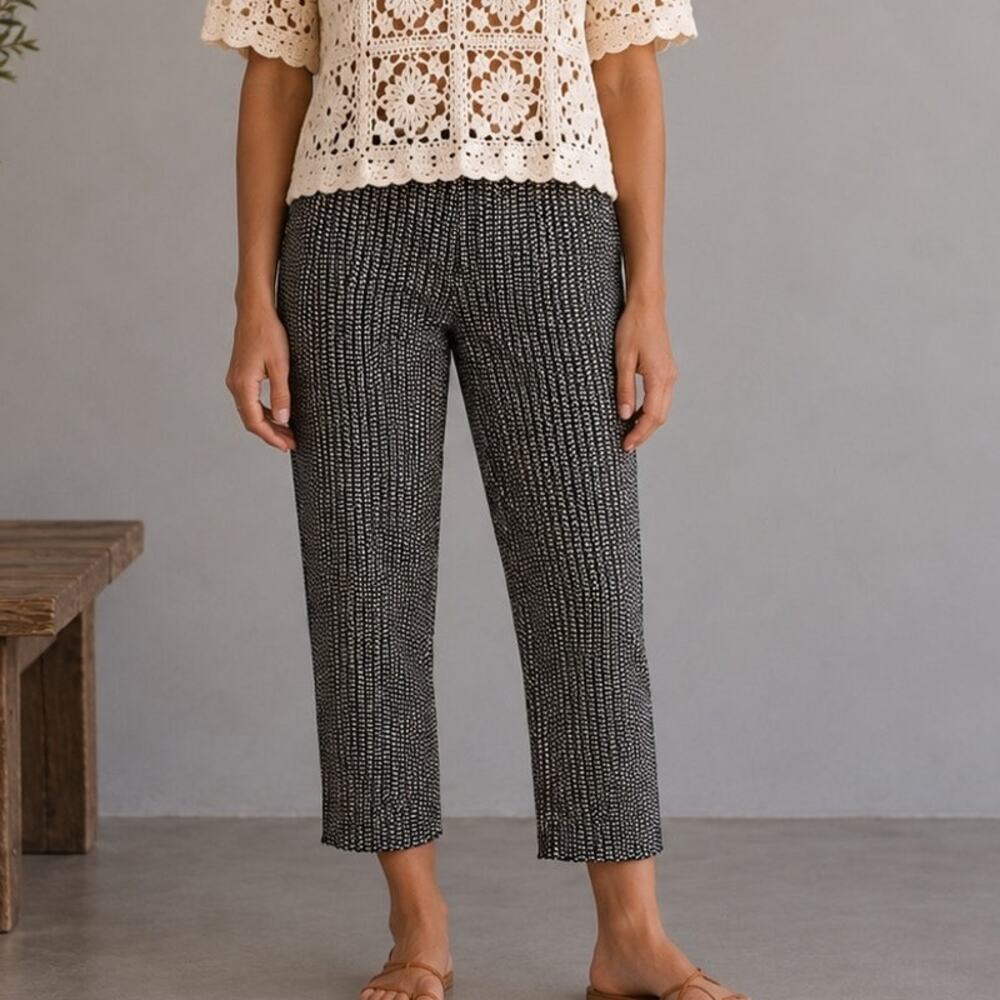 Loft black and tan print marisa crop Pants  10